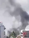 Asap membumbung dari bangunan di Lebanon usai serangan udara Israel yang menewaskan sedikitnya 16 orang.