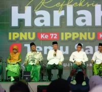 Sekda Kalbar Harisson memberikan sambutan pada Refleksi Harlah ke-72 IPNU dan IPPNU di Pontianak.