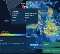 BMKG memastikan Siklon Tropis ARNAB di Teluk Benggala bergerak menjauhi Indonesia dan tidak berdampak signifikan terhadap cuaca nasional. (Foto: BMKG)
