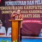 Bupati Kubu Raya Sujiwo saat memberikan arahan dalam pelantikan pengurus KONI Kubu Raya di Qubu Resort Sungai Raya.