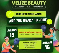 Poster turnamen padel Velize Beauty PICA Series 3 Pontianak berhadiah total Rp100 juta yang digelar 23–25 Januari 2026.