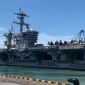 USS Abraham Lincoln meninggalkan Pattaya setelah lima hari bersandar di Pelabuhan Laem Chabang, Thailand. (x.com/wuthi11_)