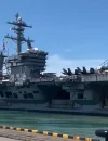 USS Abraham Lincoln meninggalkan Pattaya setelah lima hari bersandar di Pelabuhan Laem Chabang, Thailand. (x.com/wuthi11_)