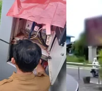 Videotron Pemkab Melawi di Bundaran Nanga Pinoh yang diduga diretas.