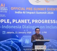 Wakil Menteri Komunikasi dan Digital Nezar Patria menyampaikan komitmen pemerintah dalam memperluas akses kecerdasan artifisial di Jakarta. (Komdigi)