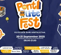 Flyer PontiLite Fest 2025 dalam rangka menyemarakkan Bulan Gemar Membaca dan Hari Kunjung Perpustakaan 2025.