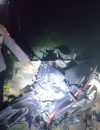 Kondisi sepeda motor Honda Revo setelah kecelakaan maut dengan truk trailer di Jalan Raya Primer, Desa Sungai Itik, Kecamatan Sungai Kakap, Kubu Raya, Rabu malam (29/10/2025).