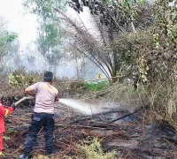 Tim gabungan melakukan pemadaman kebakaran lahan (karhutla) di wilayah Kubu Raya Kalimantan Barat, (25/3/2026).