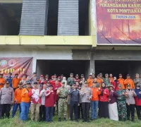 Apel siaga karhutla Pontianak 2026 di Jalan Sepakat II melibatkan TNI, Polri dan pemerintah daerah.