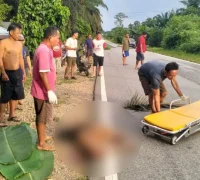 Polisi olah TKP kasus tabrak lari di Parindu.