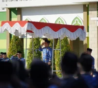 Wakil Wali Kota Pontianak Bahasan memimpin Apel Hari Kebangkitan Nasional ke 118 di halaman Kantor Wali Kota Pontianak, Rabu (19/5/2026).