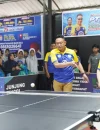 Wali Kota Pontianak Edi Rusdi Kamtono ikut berlaga usai membuka Kejuaraan Persatuan Tenis Meja Keluarga Kudus Kotabaru (PTM K3) di Lapangan Paroki Keluarga Kudus Kotabaru.