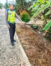 Petugas Satlantas Polres Kubu Raya melakukan olah TKP kecelakaan adu banteng di Jalan Wonodadi II yang diduga dipicu pengendara menghindari jalan rusak.