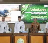 Sekretaris Daerah Kota Pontianak Amirullah saat membuka Pendampingan Performance Improvement Plan (PIP) DAU-Specific Grant Bidang Kesehatan Tahap II Tahun 2026-2027 di Aula A Muis Amin Bapperida Pontianak, Rabu (15/7/2026).
