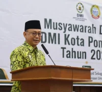 Ketua DMI Kota Pontianak Edi Rusdi Kamtono menyampaikan sambutan pada Musda DMI Kota Pontianak.