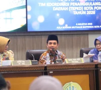 Wakil Wali Kota Pontianak, Bahasan memimpin Rapat Koordinasi TKPKD Kota Pontianak di Aula Rohana Muthalib, Bapperida Pontianak, Kamis (6/8/2026).