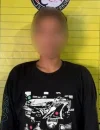 Pelaku pengedar sabu berinisial TP saat diamankan polisi di Sekayam Kabupaten Sanggau.