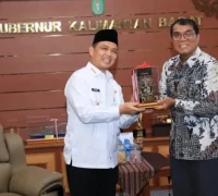 Gubernur Kalbar Ria Norsan menerima audiensi Kepala Pengadilan Tinggi Kalbar, Y.M.F. Willem Saija, menjelang tugasnya di Komisi Yudisial RI. (MC Kalbar)