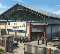 Ilustrasi - Bangunan lapangan futsal hasil sitaan korupsi yang dialihfungsikan menjadi Rumah Penyimpanan Benda Sitaan Negara di Pontianak.