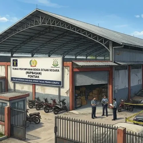 Ilustrasi - Bangunan lapangan futsal hasil sitaan korupsi yang dialihfungsikan menjadi Rumah Penyimpanan Benda Sitaan Negara di Pontianak.