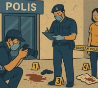 Ilustrasi polisi Malaysia menangani kasus kekerasan dalam rumah tangga di Sibu, Sarawak.