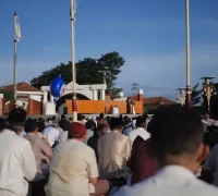 Suasana pagi Lebaran saat pelaksanaan sholat Idulfitri.