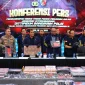 Konferensi pers Polri terkait penangkapan buronan Interpol China, Zheng Rongjing, di Gedung Bareskrim Jakarta.