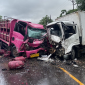 Kecelakaan truk bermuatan gas elpiji dan truk boks di Jalan Transkalimantan Kilometer 71, Desa Lintang Batang, Kecamatan Sungai Ambawang, Kabupaten Kubu Raya, yang menewaskan seorang sopir. (foto: Res-KKR)