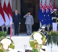 Presiden Prabowo Subianto menyambut PM Australia Anthony Albanese di Istana Merdeka.