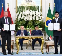 presidenri.go.id-23102025184416-68fa151028ba77.29230476 Presiden Prabowo Subianto dan Presiden Brasil Luiz Inácio Lula da Silva menyaksikan penandatanganan kerja sama Indonesia Brasil di Istana Merdeka Jakarta. (Foto: BPMI Setpres/Cahyo)
