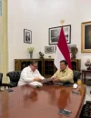 Menteri Koordinator Bidang Perekonomian Airlangga Hartarto bersama Presiden Prabowo Subianto saat mengumumkan stimulus ekonomi Semester II 2026 di Jakarta.