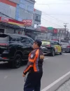 Uji coba penerapan sistem satu arah di Jalan Sungai Raya Dalam (Serdam), Kecamatan Sungai Raya, Kabupaten Kubu Raya.