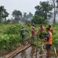 Tim gabungan melakukan pemadaman dan pendinginan karhutla di lahan gambut Sungai Rasau, Singkawang Utara. (Foto: Res-Skw)