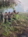 Tim gabungan memadamkan karhutla di lahan gambut Desa Padu Banjar, Kecamatan Simpang Hilir. (Res-KKU)