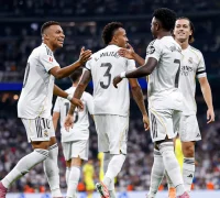 ✨🎞️✨ Vinicius Junior merayakan gol bersama Kylian Mbappe usai membawa Real Madrid unggul atas Villarreal di Stadion Santiago Bernabéu. (instagram.com/realmadrid)
